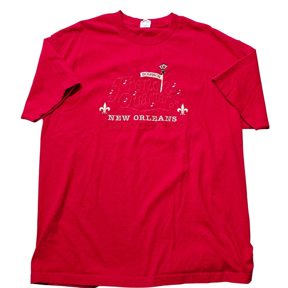 Vinatge French Quarter New‎ Orleans Graphic T Shirt Bourbon Street Red Mens XL